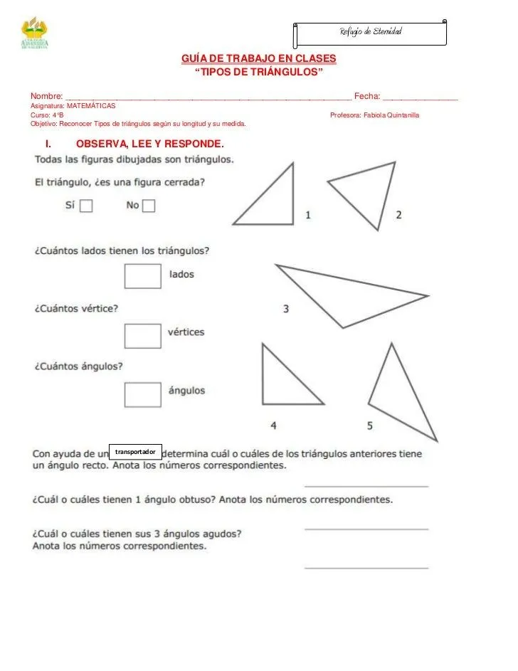 Guia tipos de triangulo