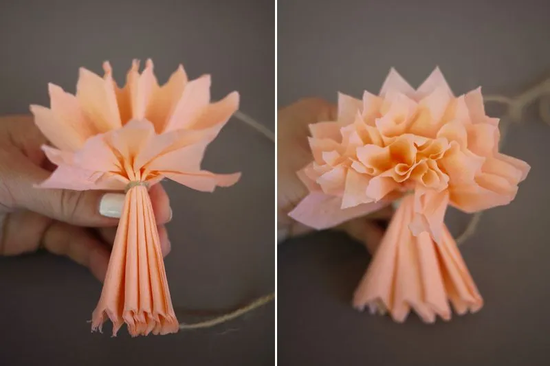 Como hacer una guirnalda con flores de papel crepé