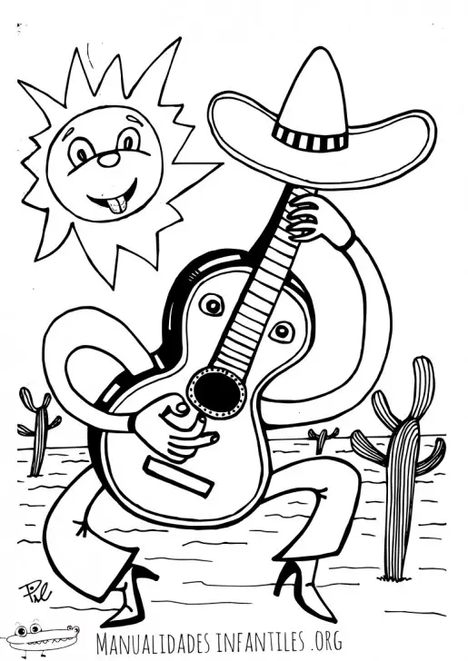 Guitarra mexicana para colorear | Manualidades ...