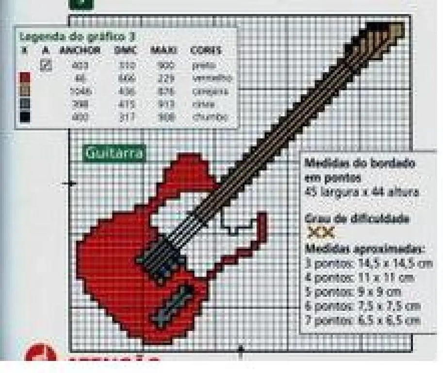 guitarra en punto de cruz (3) | Aprender manualidades es facilisimo.