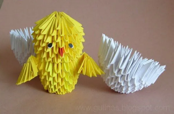 Gulnas' Kunstblog: Küken in Eierschale. 3D / modulares Origami