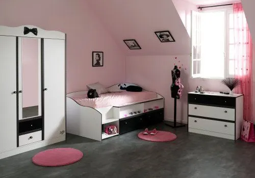 Habitaciones con estilo: DORMITORIOS EN ROSA Y NEGRO PARA CHICAS