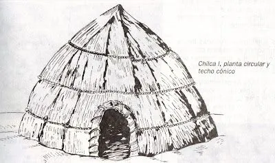 PRIMEROS HABITANTES DEL PERÚ: DIBUJO DE CHOZA DE LA ALDEA DE CHILCA