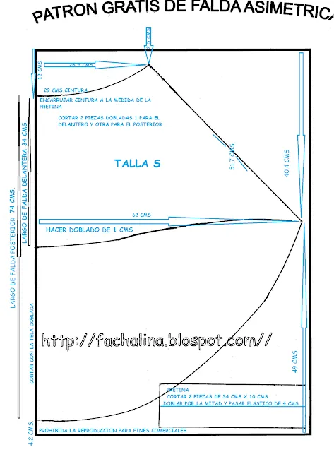Fachalina: PATRON GRATIS DE FALDA ASIMÉTRICA