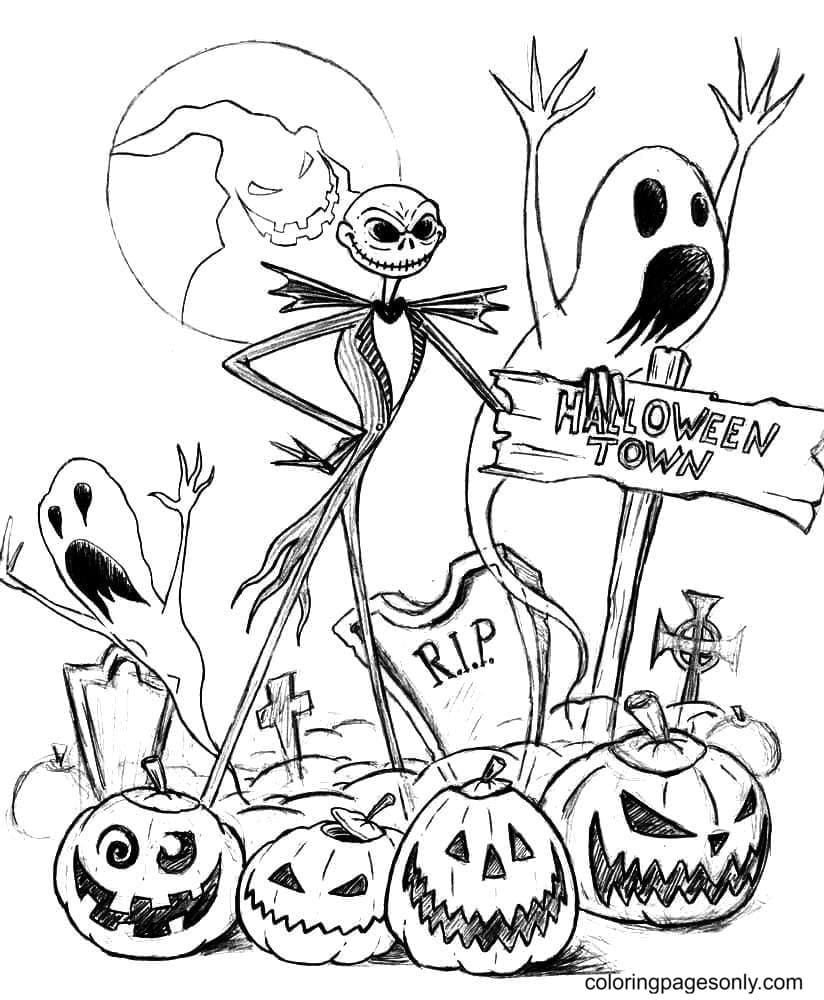 Halloween Town Coloring Pages - Pesadilla antes de Navidad para colorear -  Páginas para colorear para niños y adultos