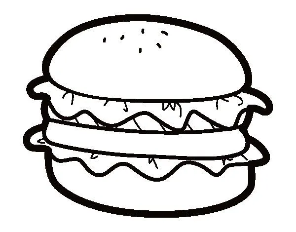 Hamburger with lettuce coloring page - Coloringcrew.com