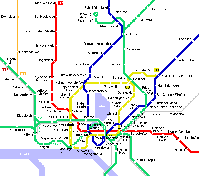 Hamburgo - mapa del metro | Mapa detallado de la metropolitana de ...