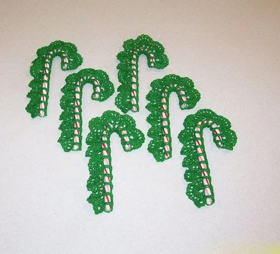 Hand Crochet Christmas Green Candy Cane Covers Set of by 5luckfarm