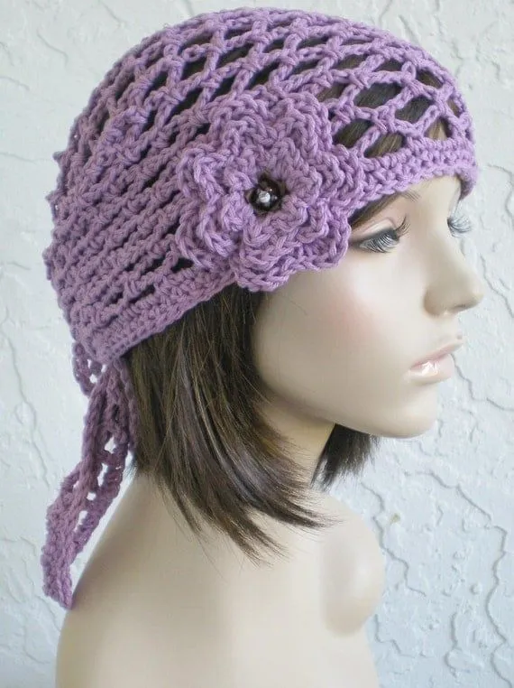 hand crochet Do Rag Bandana gypsy spirit lavender by annmag