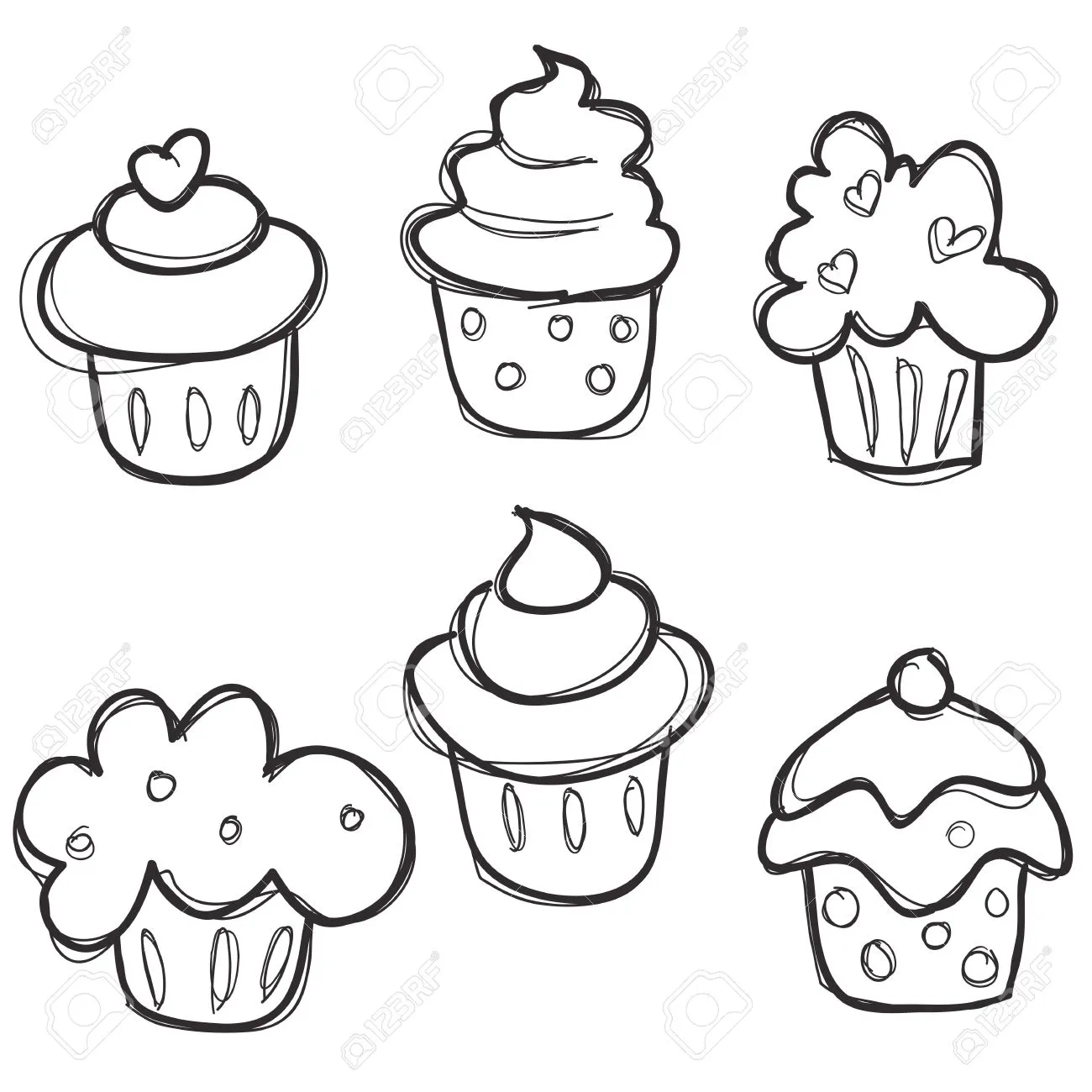 Hand Drawn Cupcake Imágenes De Archivo, Vectores, Hand Drawn ...