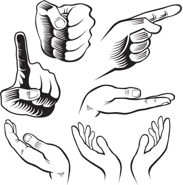 Hand drawn Gesture design elements vector 01 - Vector People free ...