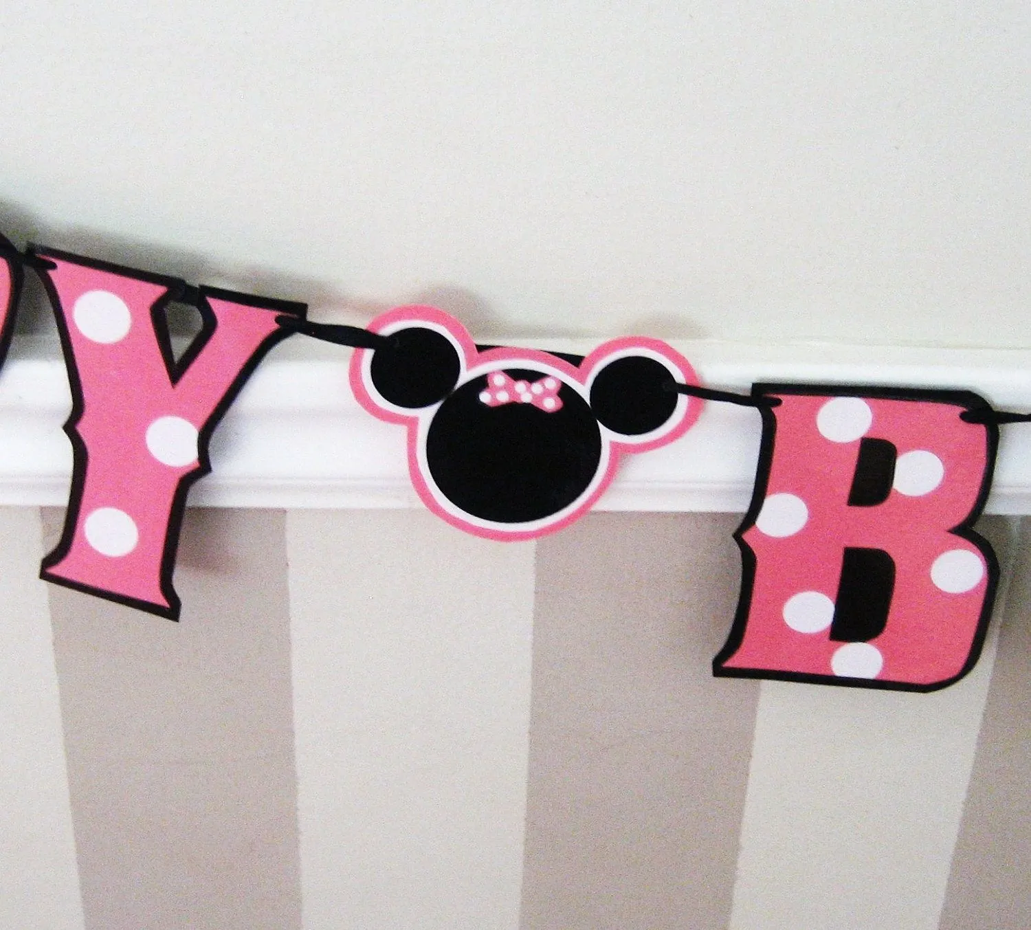 HAPpY BiRTHDAY Banner MINNIE MoUSE Spacer - Baby Minnie Mouse Polka ...