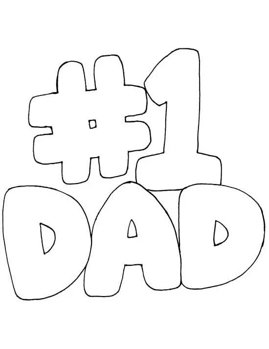 Happy Fathers Day Number One Dad #1 Dad Coloring Page for Kids ...