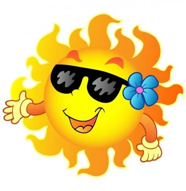 Happy sun with sunglasses and flower cartoon illustration | sun ...