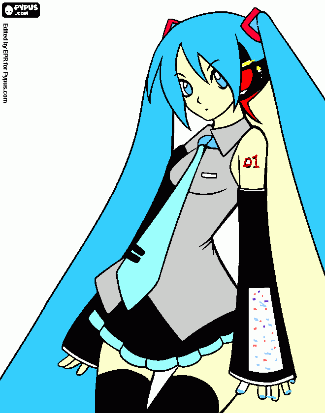 hatsune miku ♥ para colorear, hatsune miku ♥ para imprimir