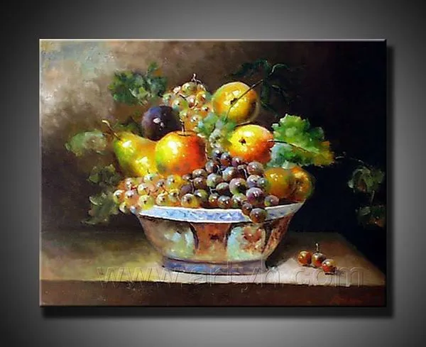 Hechos a mano la pintura al óleo bodegón de frutas-Pintura y ...