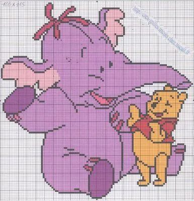 Heffalump, o elefante do Winnie the Poo - Esquemas de Ponto de Cruz