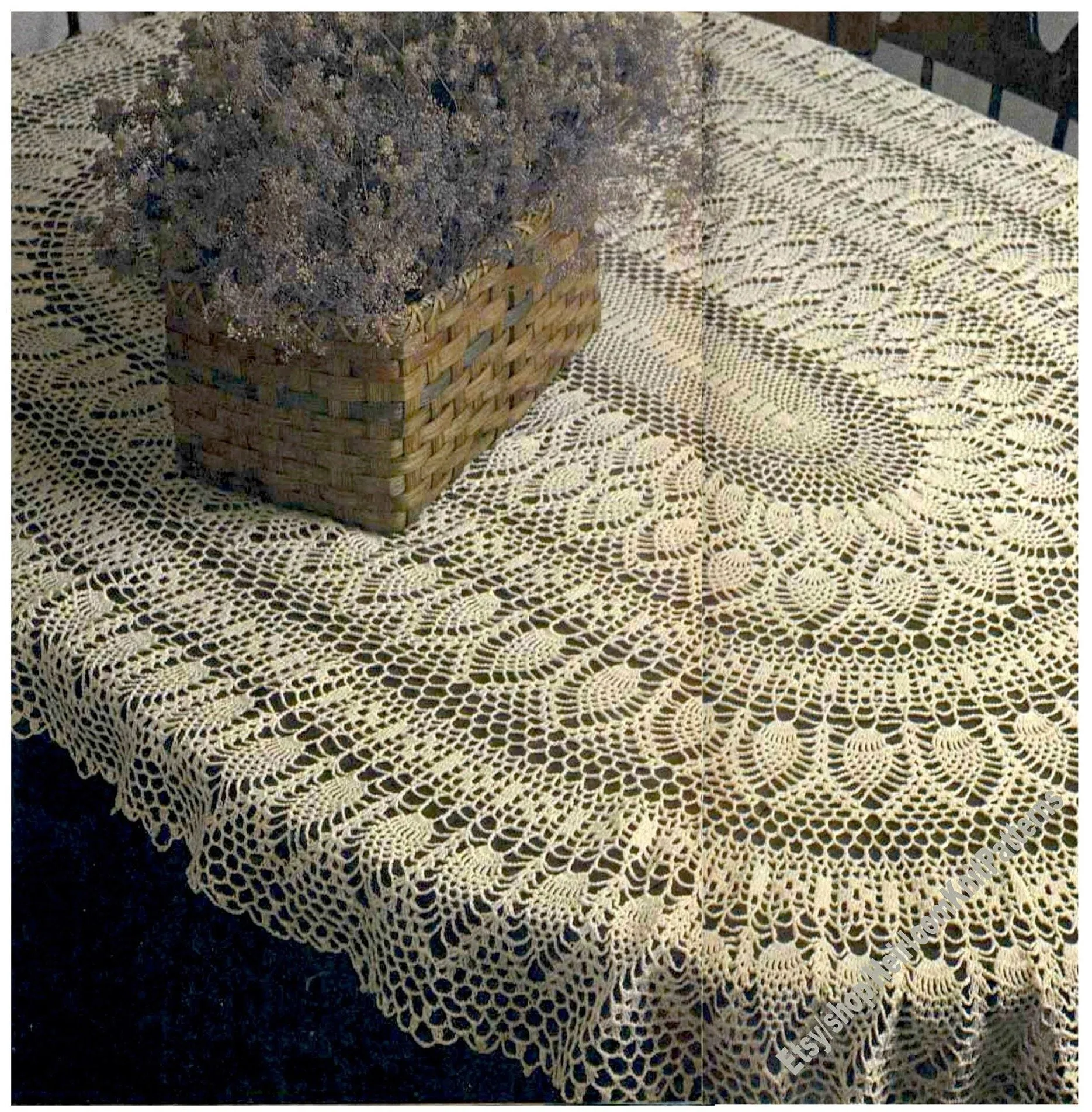 Heirloom Pineapple Tablecloth Vintage Crochet Pattern Oval - Etsy Ireland