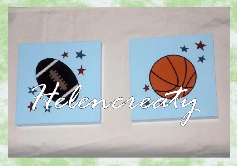 Helencreaty: Cuadros para niños ...decoración pelota de basket y ...