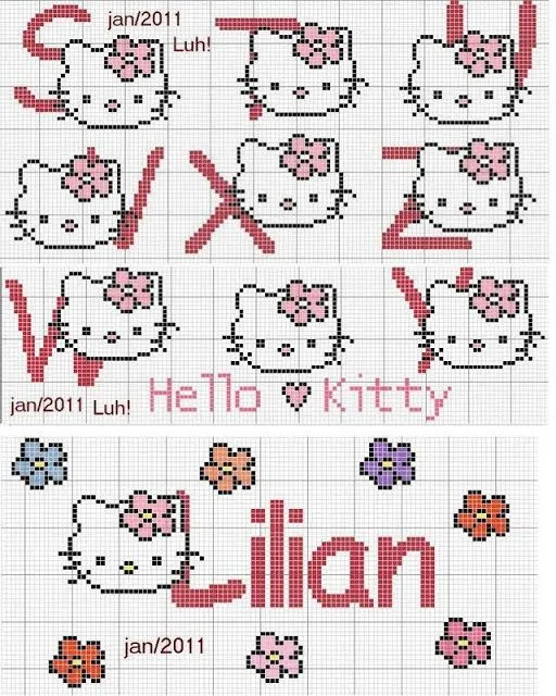 hello kitty alphabet cross stitch | hello kitty | Pinterest