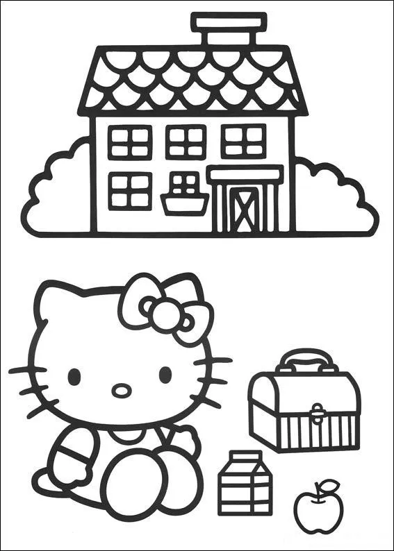 Hello kitty y su casa para colorear - Hello kitty - Just Color Niños :  Dibujos para colorear para niños