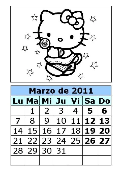  ... de Hello Kitty para colorear de 2011 (1ª parte) : Calendarios para