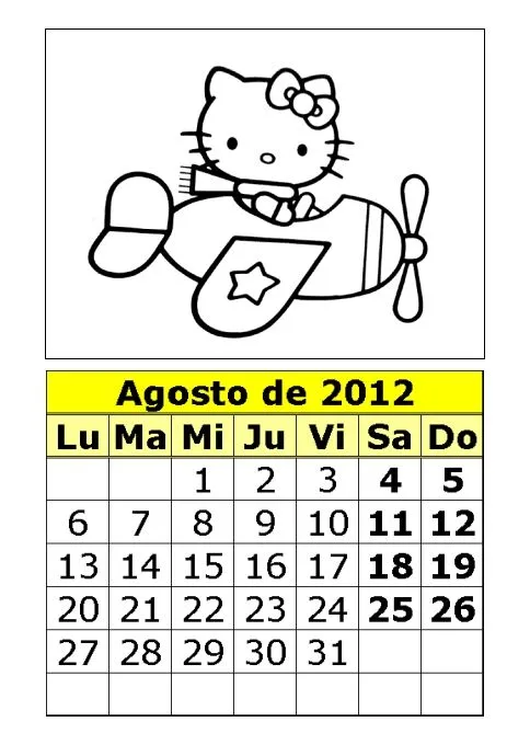  ... de Hello Kitty para colorear de 2012 (3ª parte) : Calendarios para