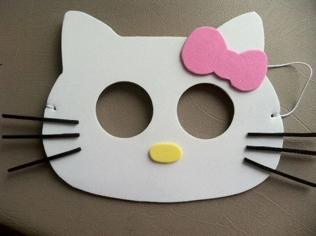 Hello Kitty inspired party masks by HippityHatsandMore on Etsy