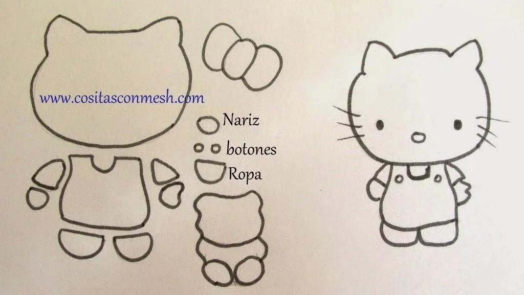 Cómo hacer hello kitty en Goma eva | Manualidades