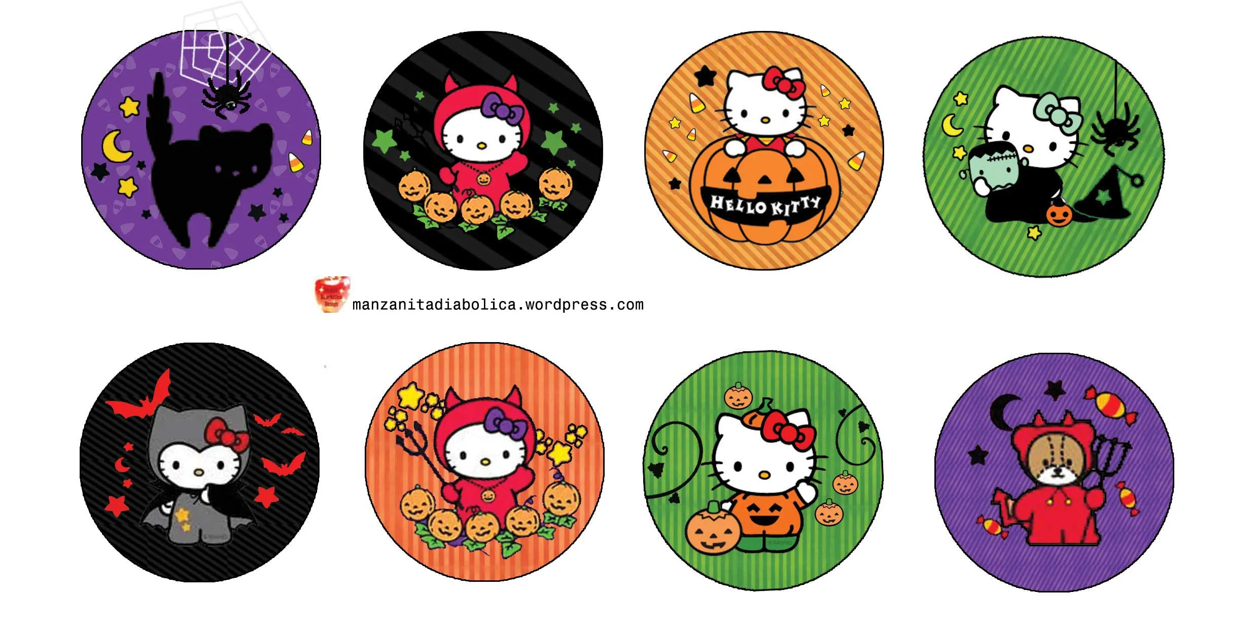 hello kitty halloween toppers (labels, etiquetas) | Manzanita ...