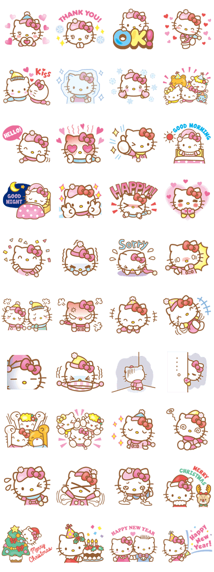 HELLO KITTY (Happy winter) Line Sticker - Rumors City