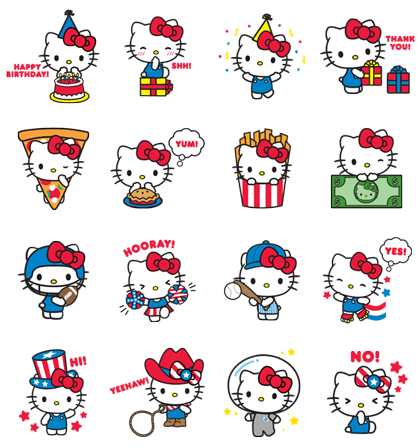 Hello Kitty, Hello USA! Line Sticker - Rumors City