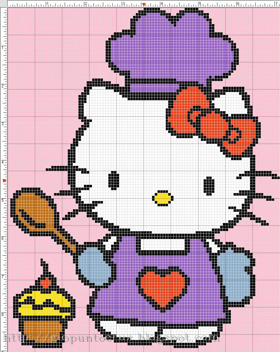 Hello Kitty punto de cruz - Imagui