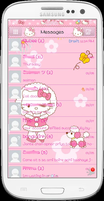 Hello Kitty Winter Go SMS Theme | Android Themes