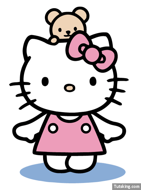 Hello Kitty with Teddy Bear, vector graphic - 365PSD.com