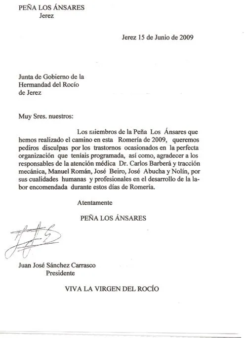 Hermandad del Rocío de Jerez » Blog Archive » CARTA DE ...