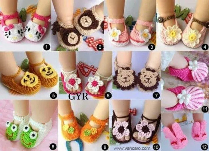 Hermosas sandalias en punto de cruz | Zapatos crochet de bebe ...