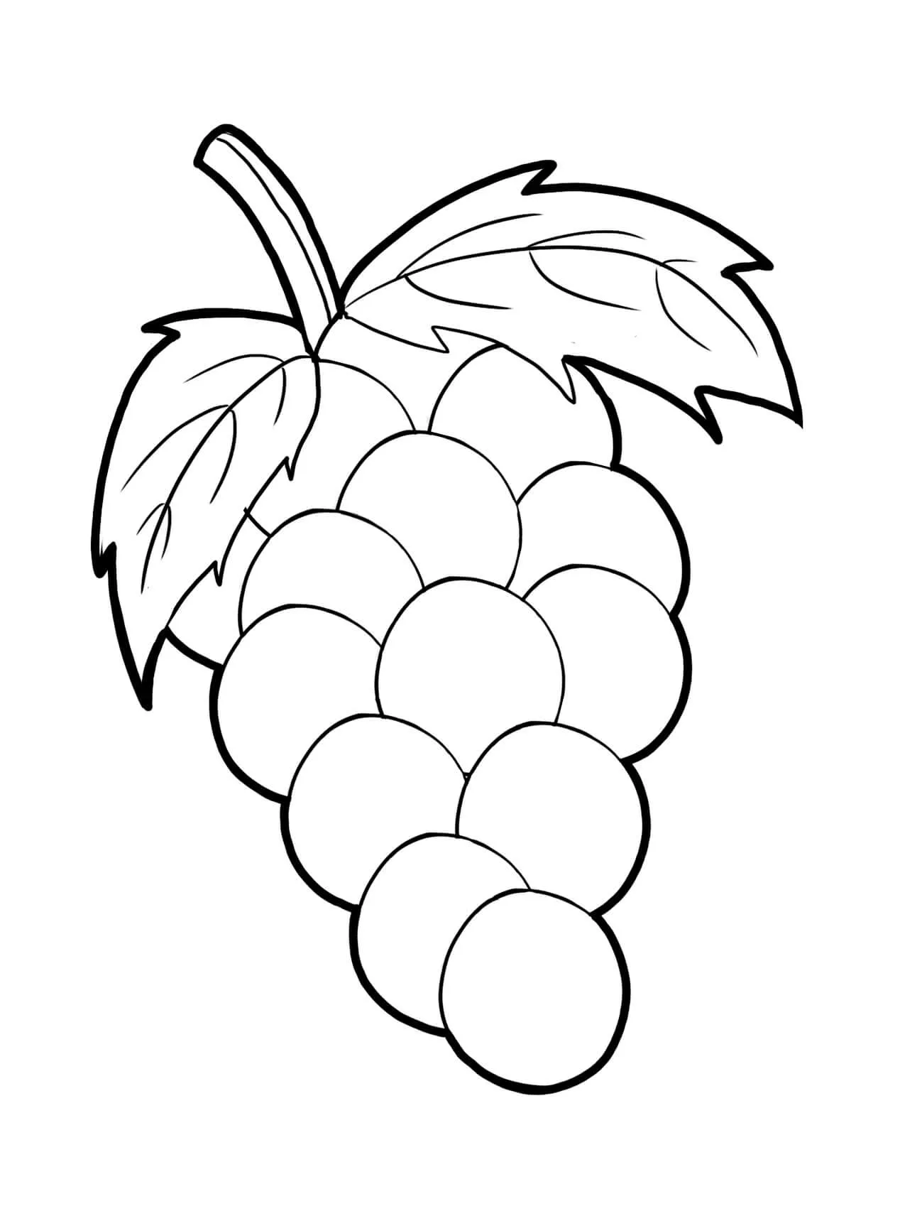 Hermosas Uvas con Dos Hojas para colorear, imprimir e dibujar  –ColoringOnly.Com