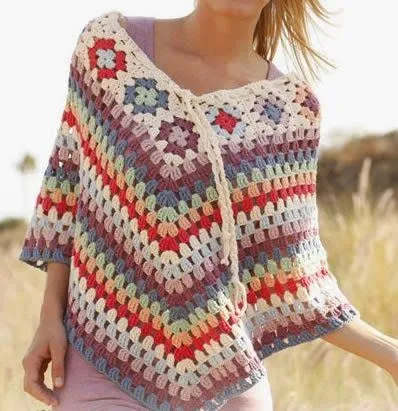 hermoso poncho tejido a crocher para mujer poncho tejido a crochet ...