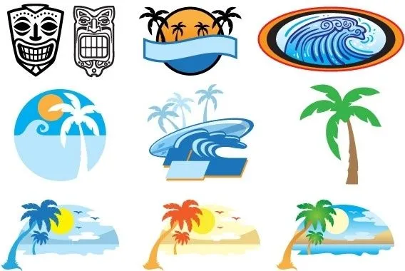 La playa de Hawaii Vector misceláneos - vectores gratis para su ...