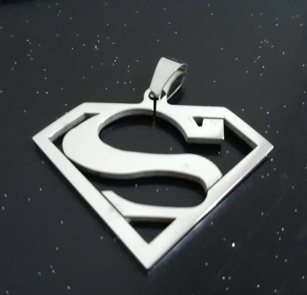 High Polished 100% Stainless Steel Superman Logo Silver Pendant ...