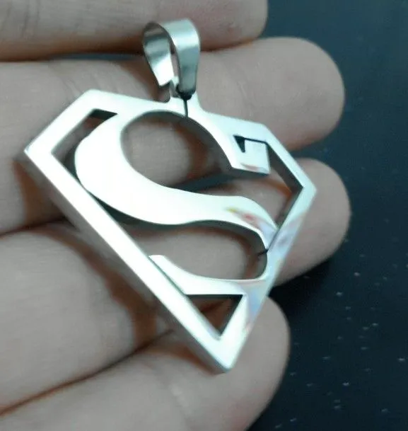 High Polished 100% Stainless Steel Superman Logo Silver Pendant ...