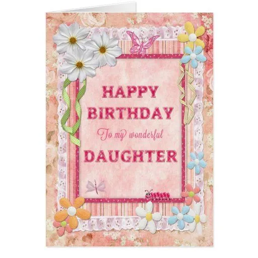 Para la hija, tarjeta de cumpleaños del arte de Zazzle.