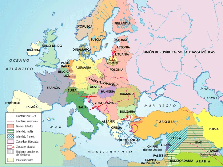 Historia contemporánea: mapa de europa de la primera gerra mundial