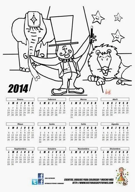 Calendario para colorear - Articulos de Madres y bebes