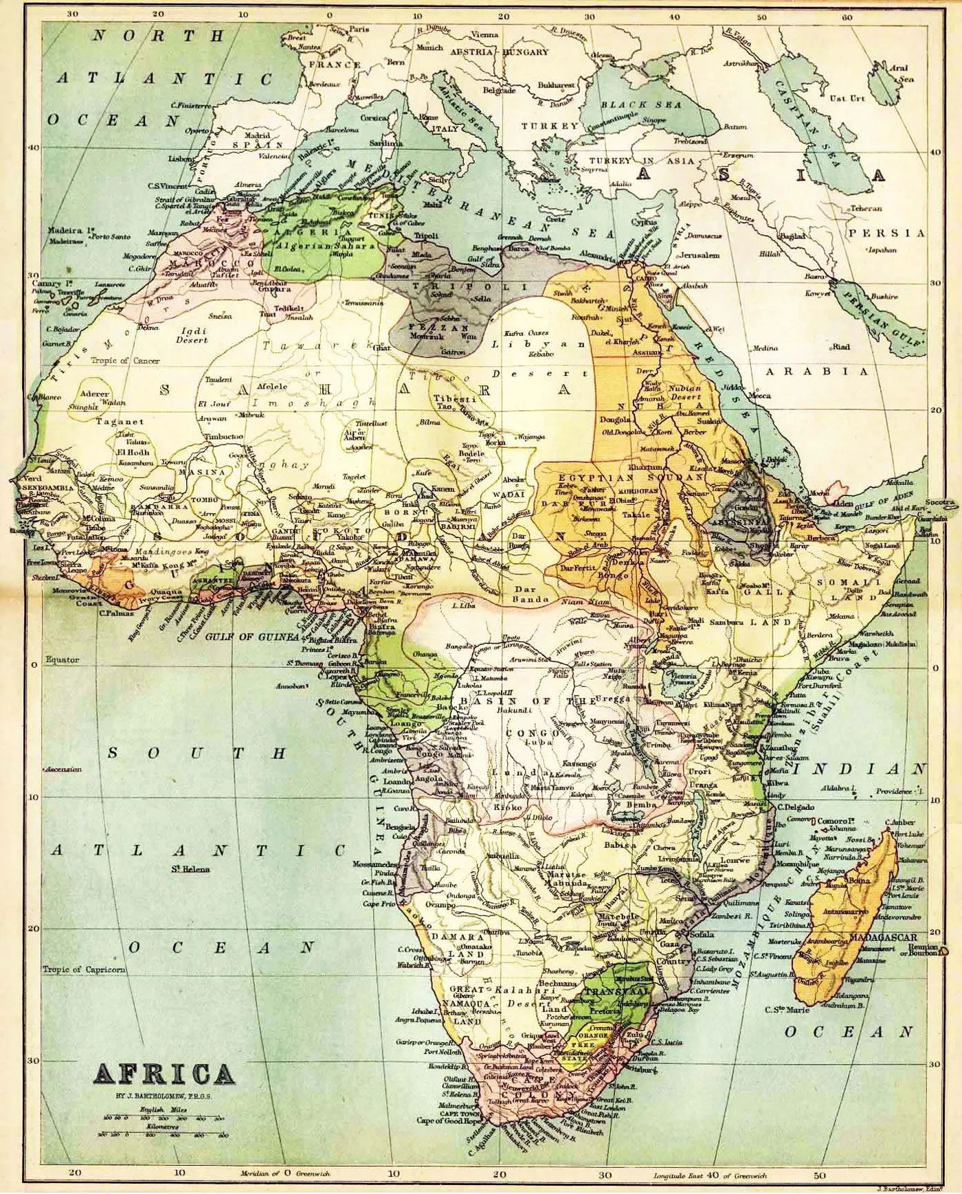 Historical Map of Africa in 1885 - Nations Online Project