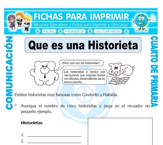 Que es una Historieta para Cuarto de Primaria - Fichas para Imprimir