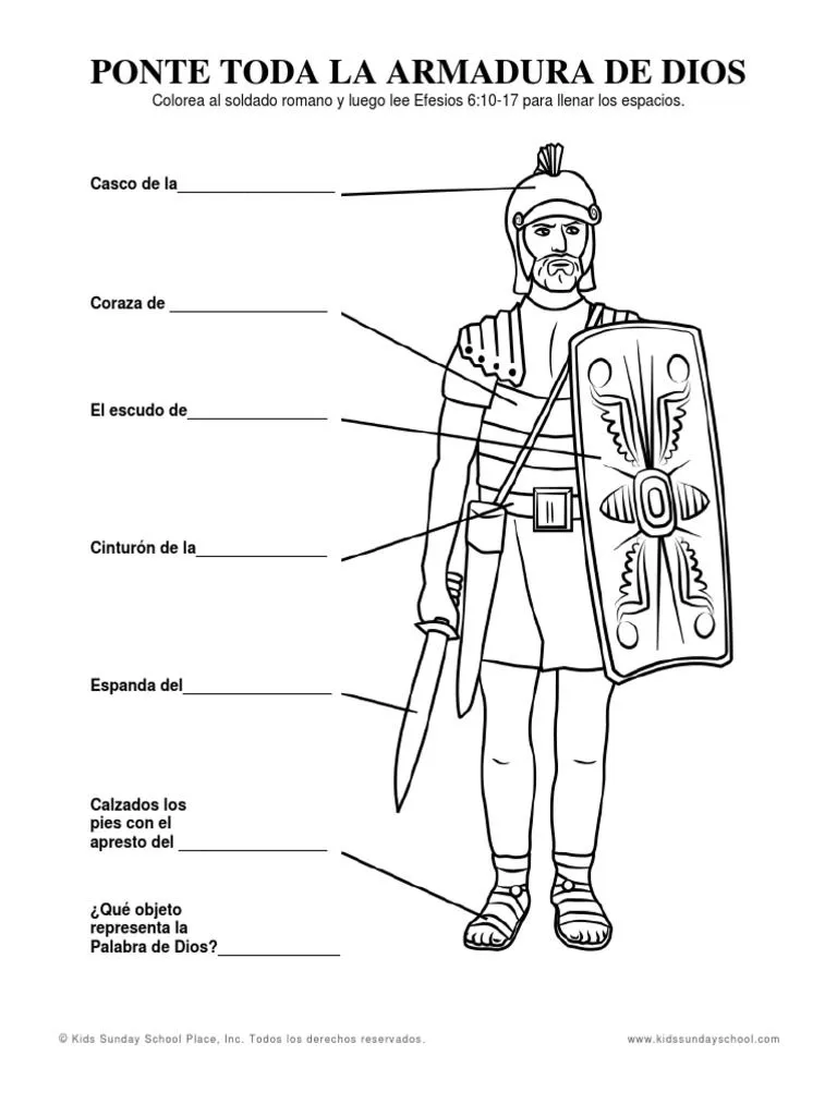 Hoja para Colorear Armadura de Dios | PDF