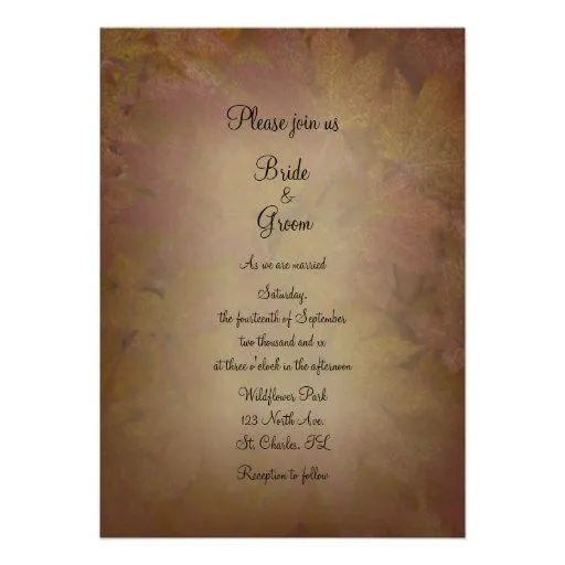 Hojas de arce coloreadas que casan la invitación de Zazzle.