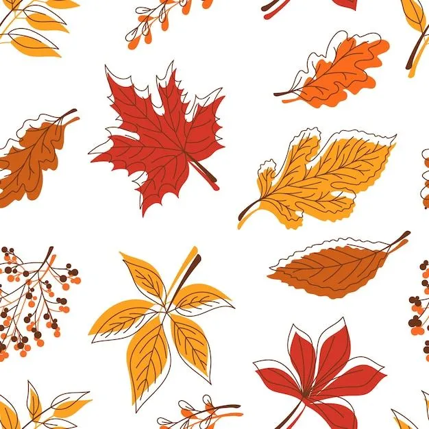 Hojas de otoño, patrones sin fisuras en estilo doodle. imprimir para ropa,  platos, textiles. ilustración de vector eps10. | Vector Premium